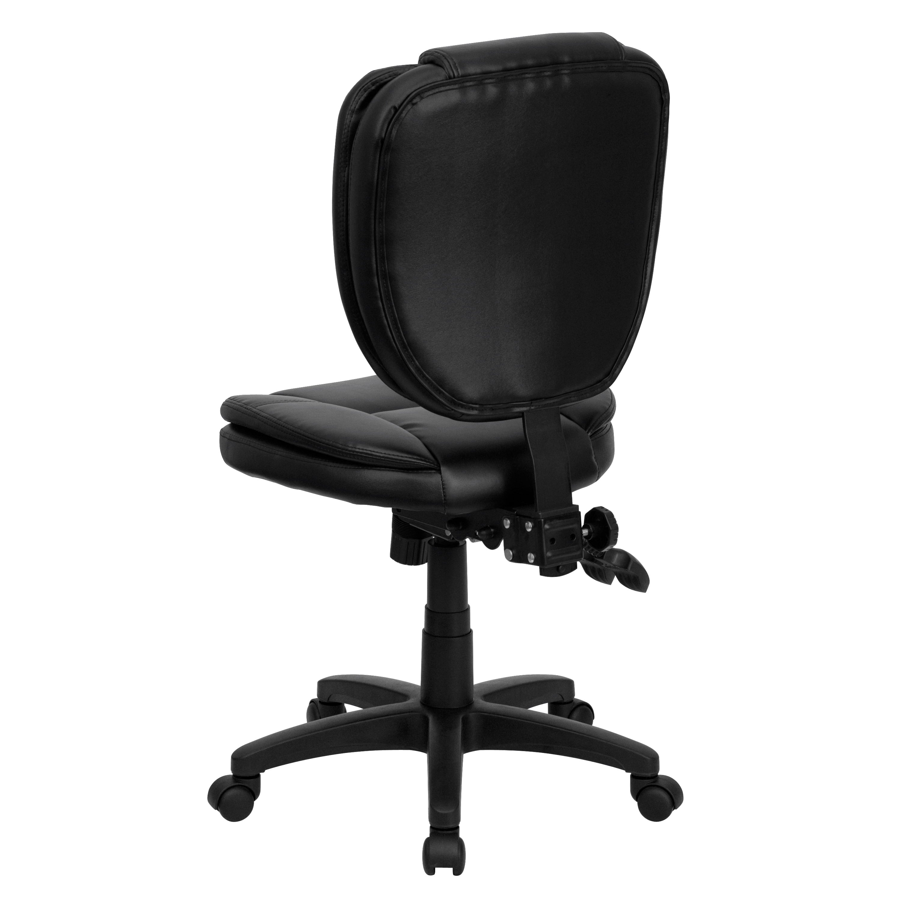Flash Furniture Mid-Back Black LeatherSoft Multifunction Swivel Ergonomic Task Office Chair with Pillow Top Cushioning