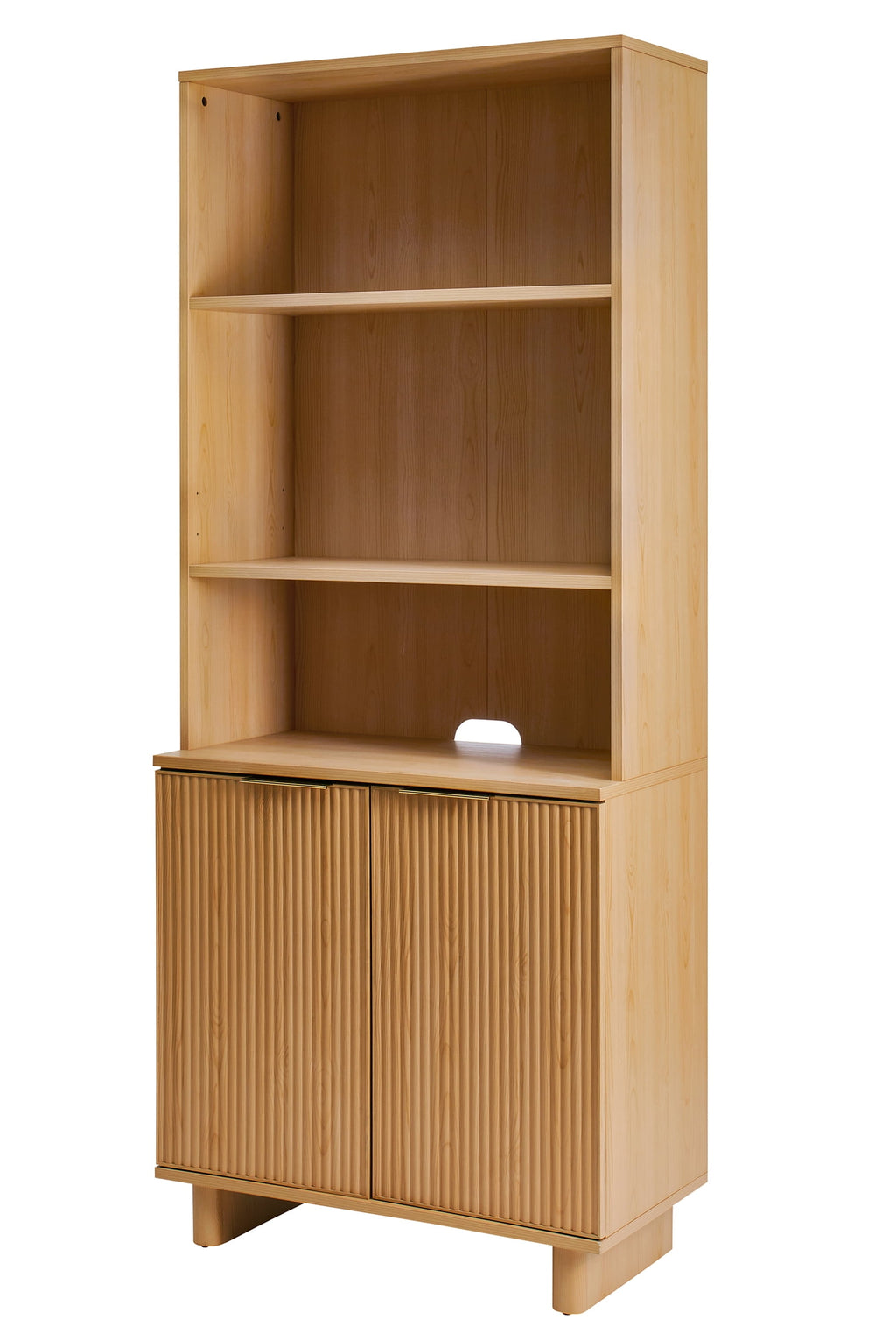 Better Homes & Gardens Lillian Fluted Bookcase with Doors, Natural Pine Finish