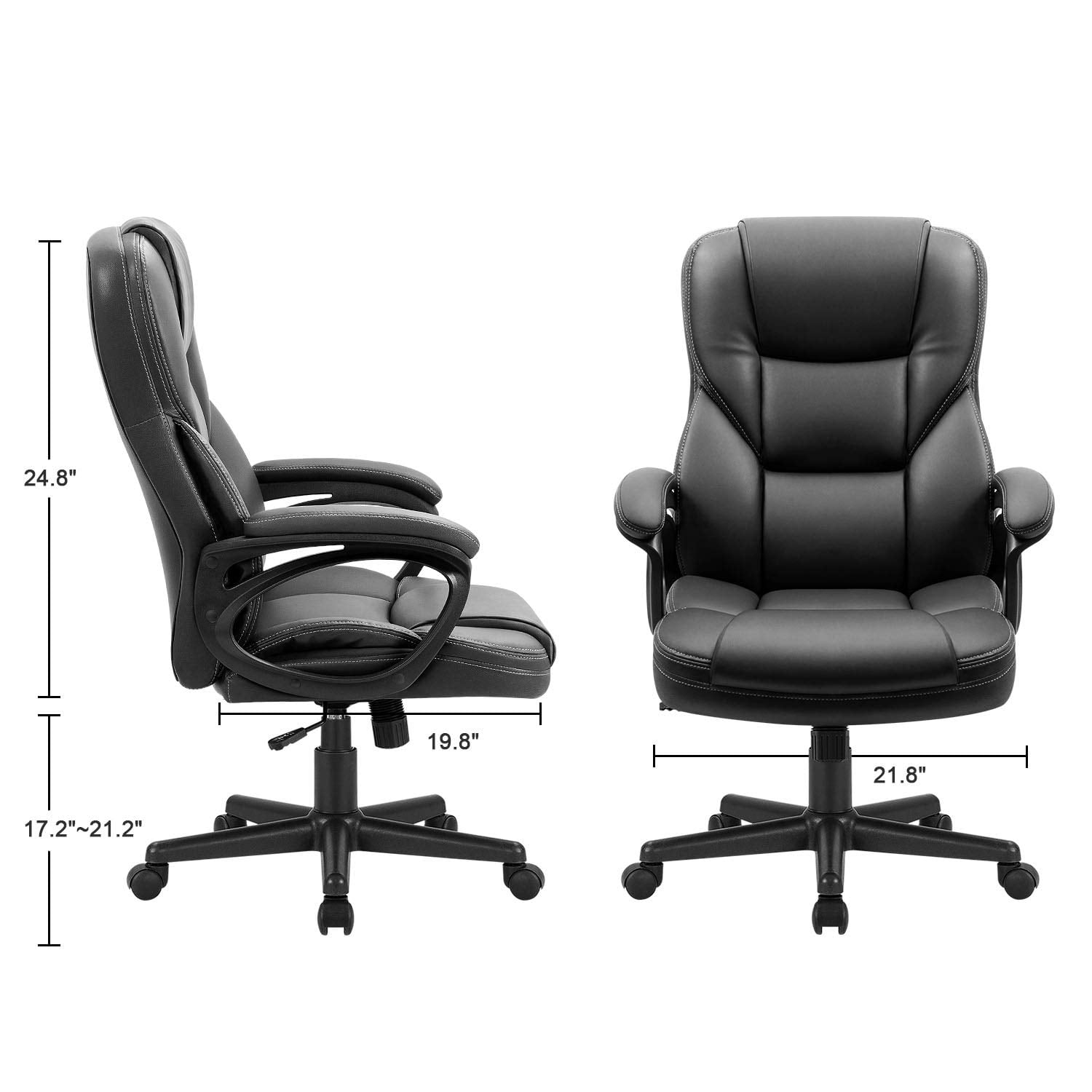Vineego High Back PU Leather Executive Office Desk Chair Adjustable Business Manager’s Chair Ergonomic swivel Computer Chair with Lumbar Support and Armrest, Black
