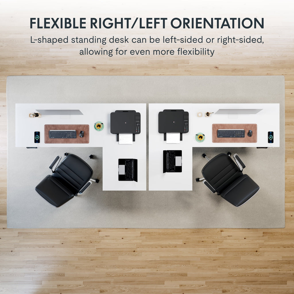FLEXISPOT  71"x48" L Shaped Height Adjustable Standing Desk Dual Motor Corner Desk White Computer Desk with Splice Board