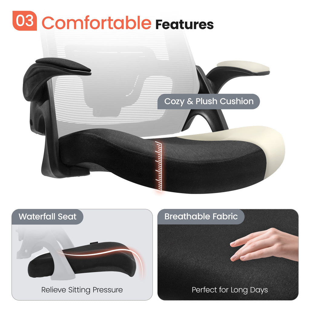 NEO CHAIR Ergonomic Office Chair, Adjustable High Back Mesh Desk Chair with Flip-up Arms, Black