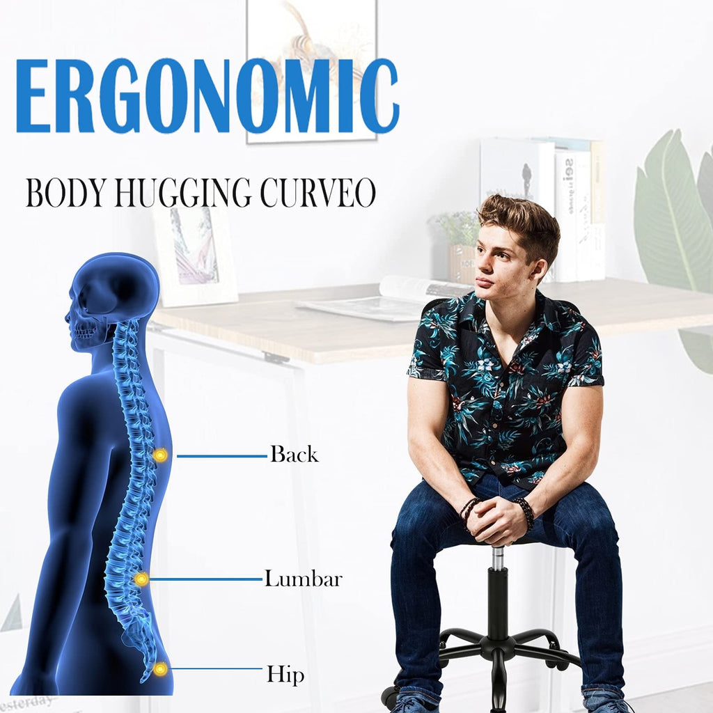 Armless Office Chair  Cheap Desk Chair with Wheels Mid Back Task Chairs Adjustable Small Mesh Computer Chair for Home Office, Black