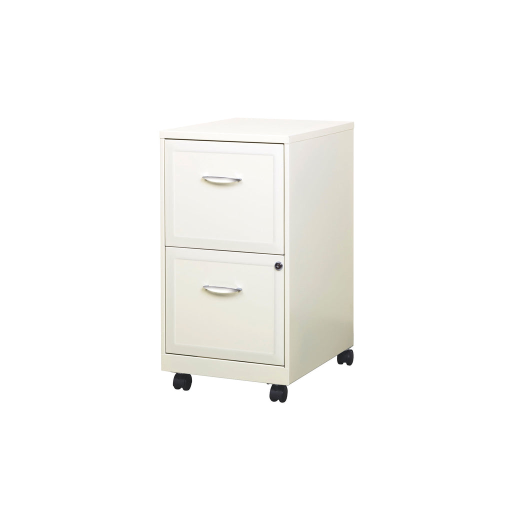 Space Solutions 18" Deep 2 Drawer Mobile Letter Width Vertical File Cabinet, White