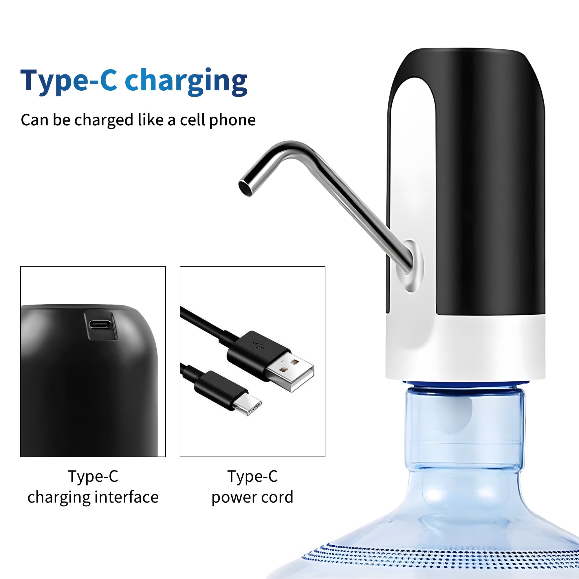 Sentryse Water Dispenser Pump, Automatic Electric Drinking Water Pump for 5 Gallon Water Bottle, Black