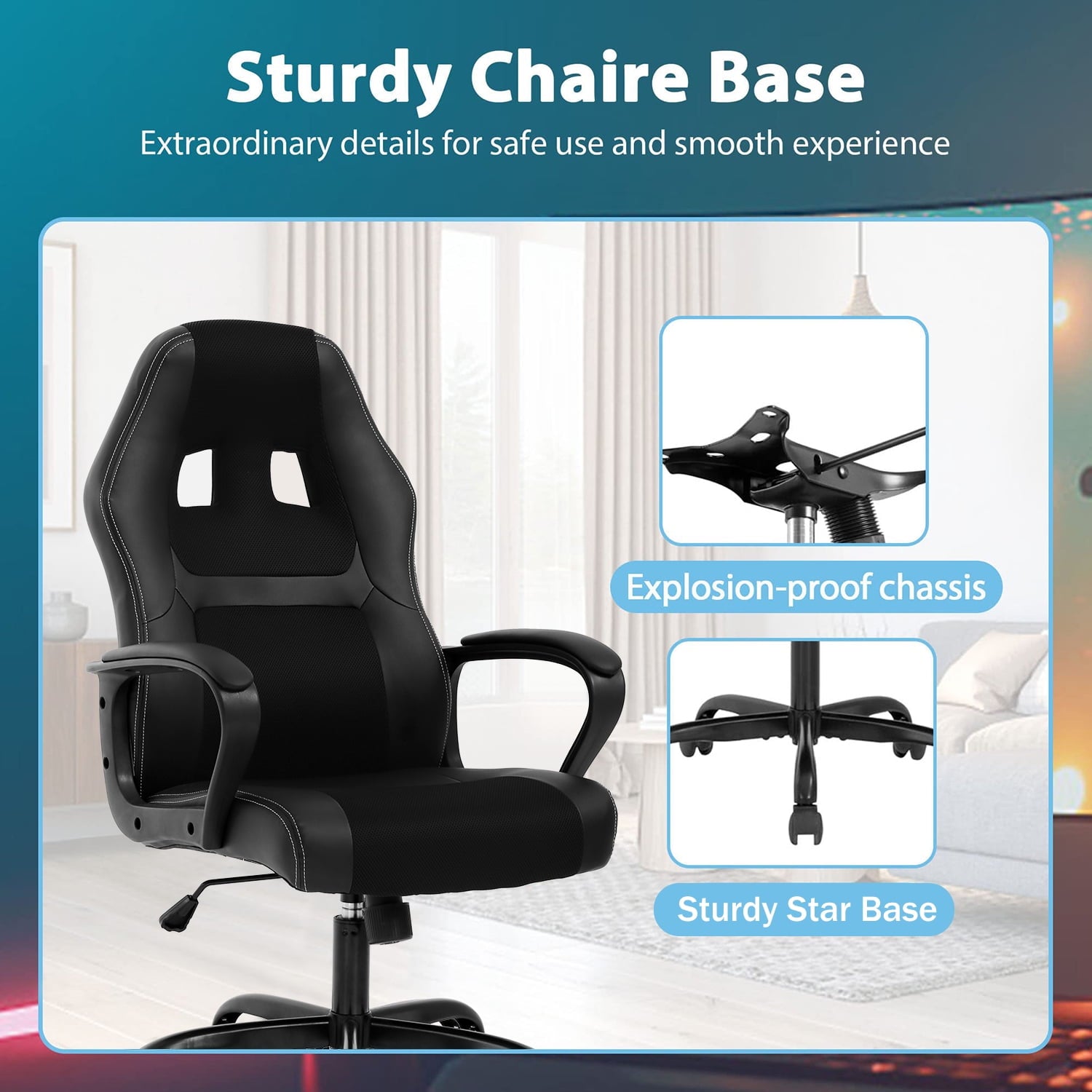 PC Gaming Chair Ergonomic Office Chair 250LBS Desk Chair with Lumbar Support Arms Headrest Executive Computer Chair for Adults, Black
