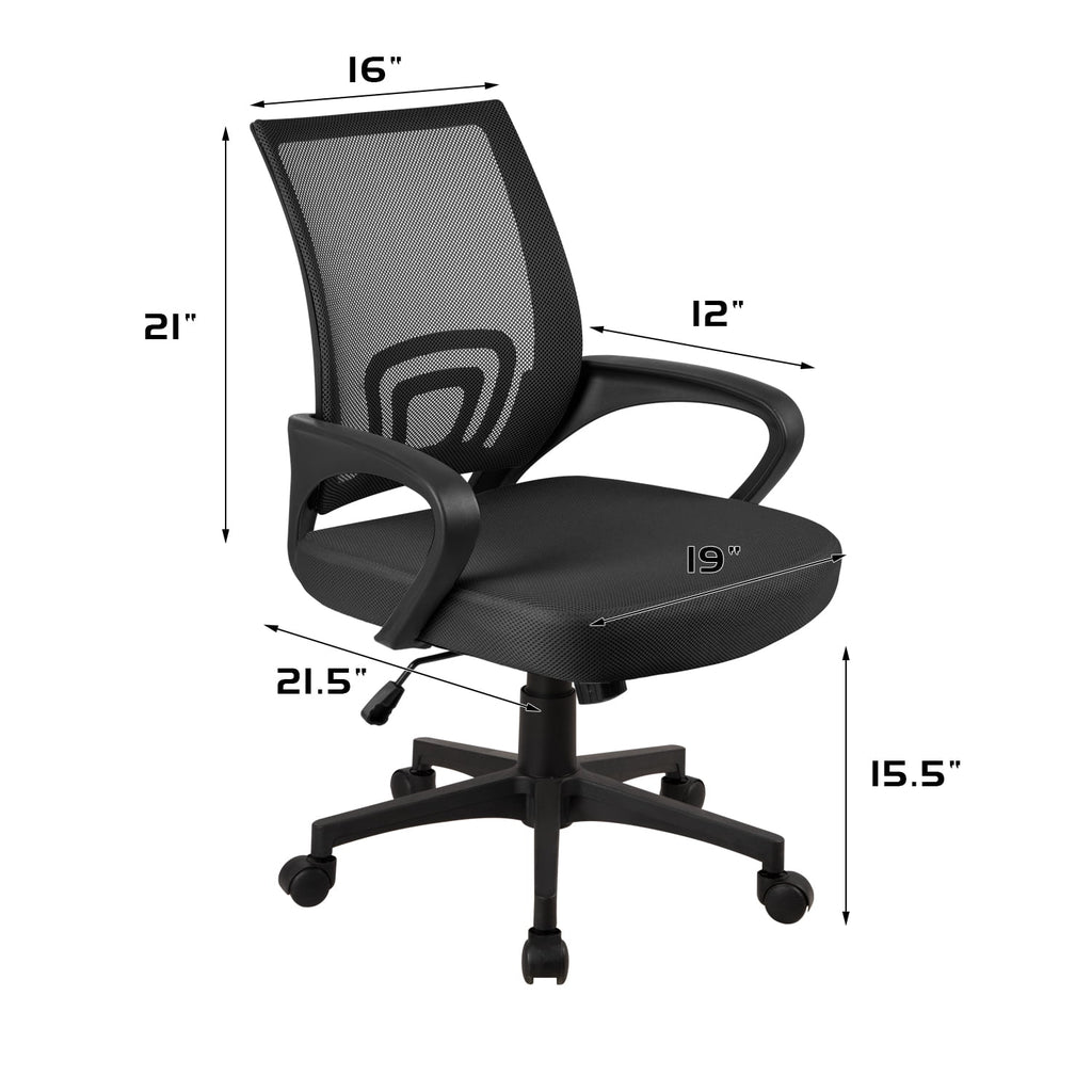 Furmax Mesh Office Chair Manager's Chair with Swivel & Lumbar Support, 250 lb. Capacity, Black