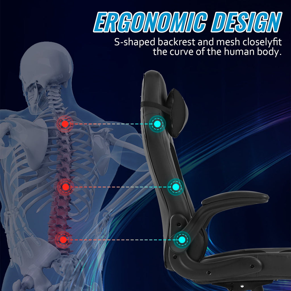 YRLLENSDAN Adjustable Swivel Rolling Adults Teens Gaming Chair with Headrest and Armrest, Black