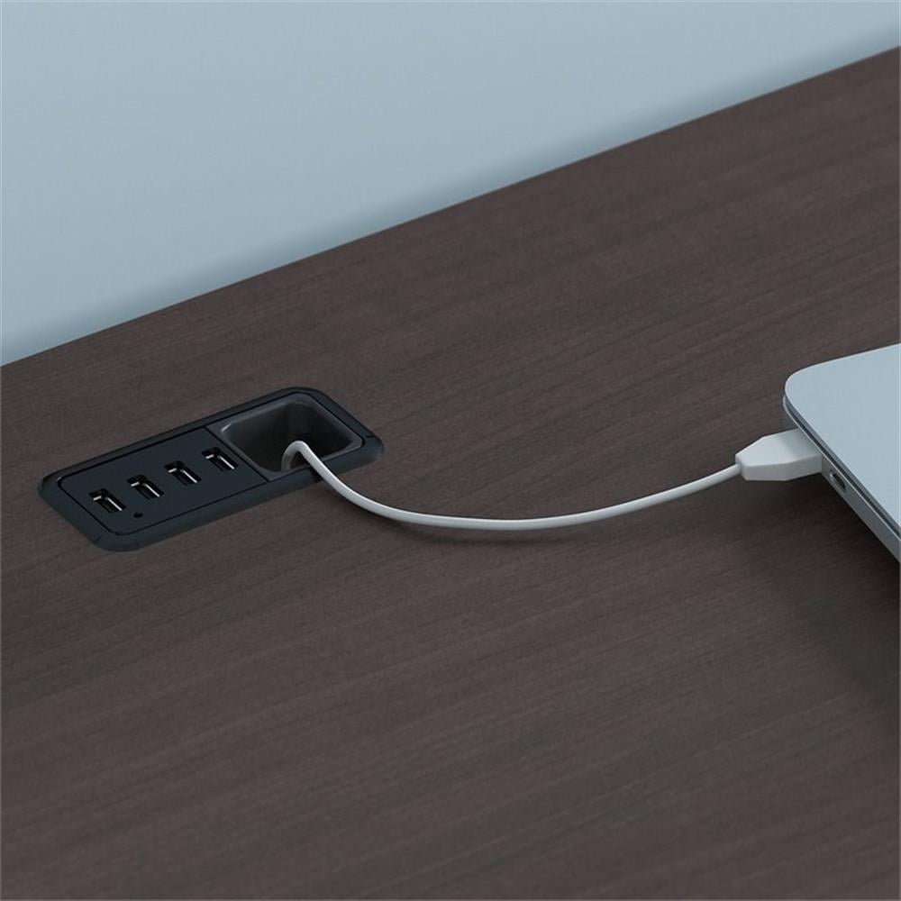 UrbanPro Modern L Shaped Desk with Hutch in Heather Gray