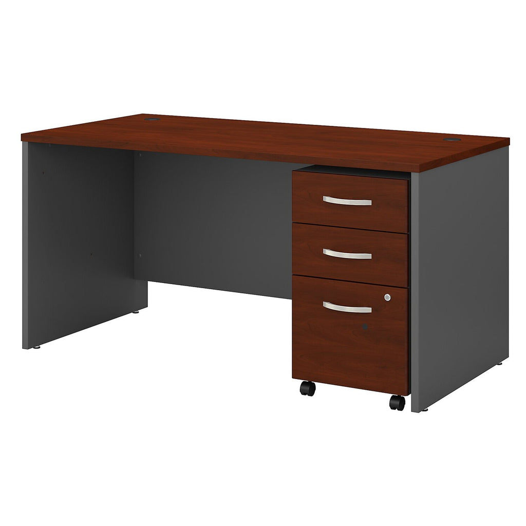 Series C 60W Desk with Hutch and Drawers in Hansen Cherry - Engineered Wood