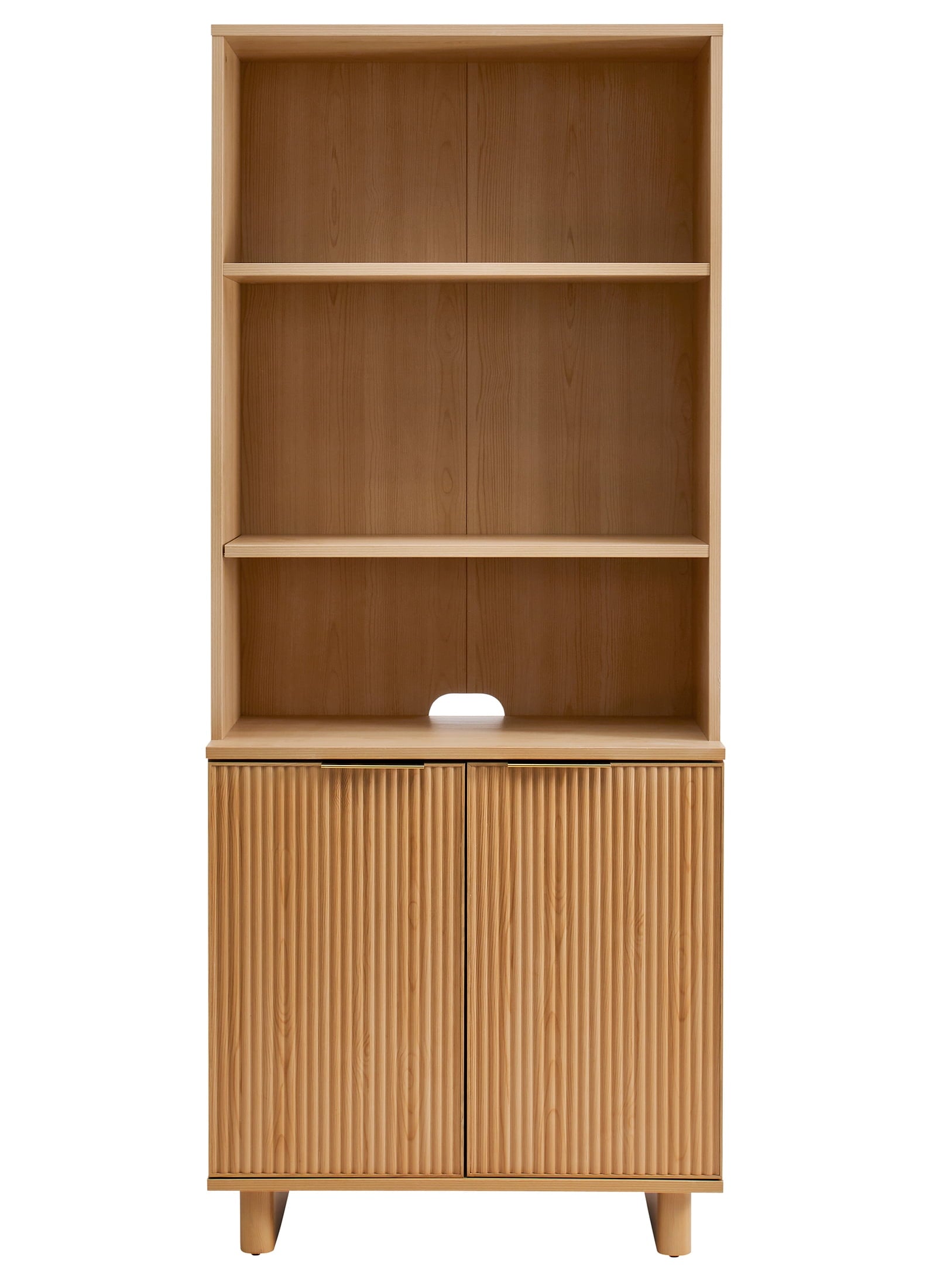 Better Homes & Gardens Lillian Fluted Bookcase with Doors, Natural Pine Finish