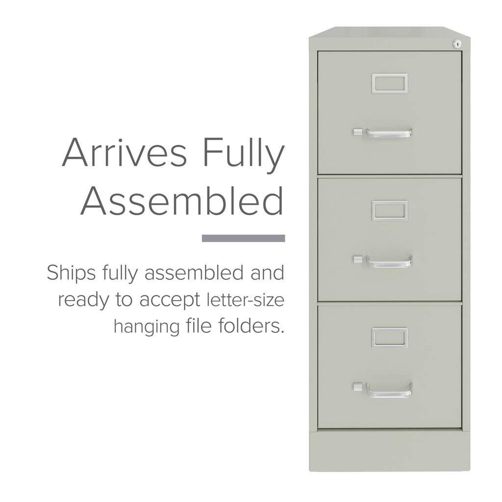 Hirsh 22" Deep 3 Drawer Letter Width Vertical File Cabinet, Commercial Grade, Gray