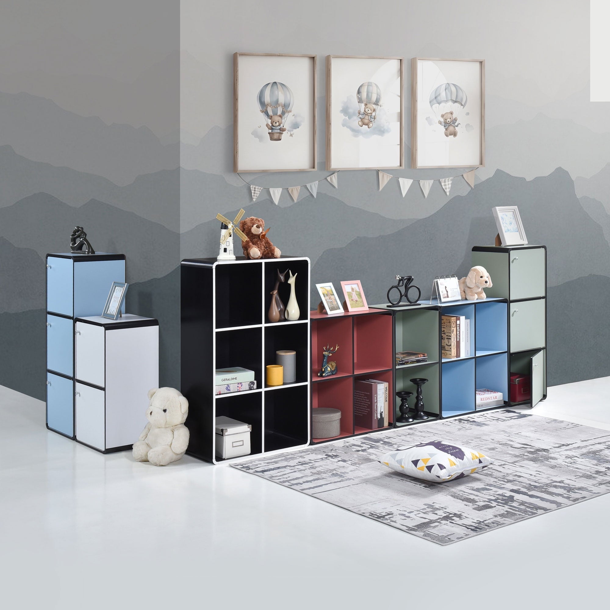 Kings Brand Furniture Dothan Wood 4-Cubed Open Bookcase - Storage Shelf Organizer Bookshelf, White