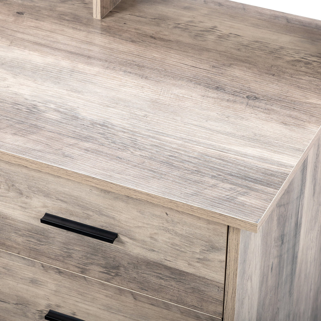 Ktaxon Wood Computer Desk Office Laptop PC Work Table, Writing Desk with 3 Drawers File Cabinet for Letter Size,Gray