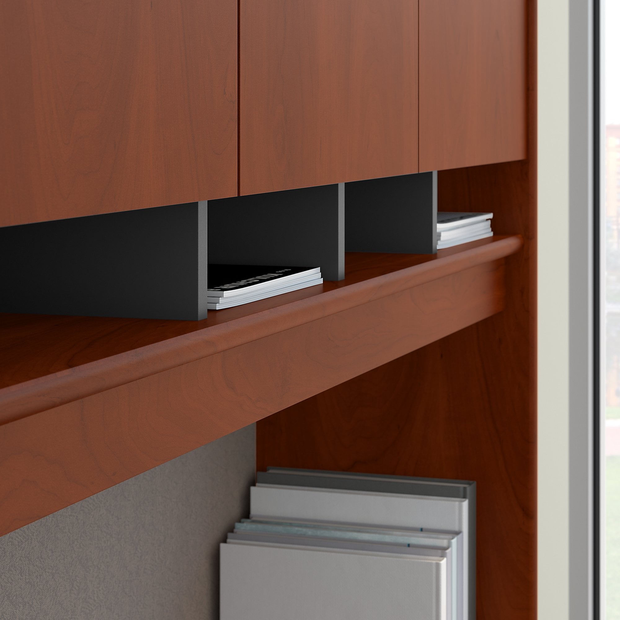 Series C 60W Desk with Hutch and Drawers in Hansen Cherry - Engineered Wood