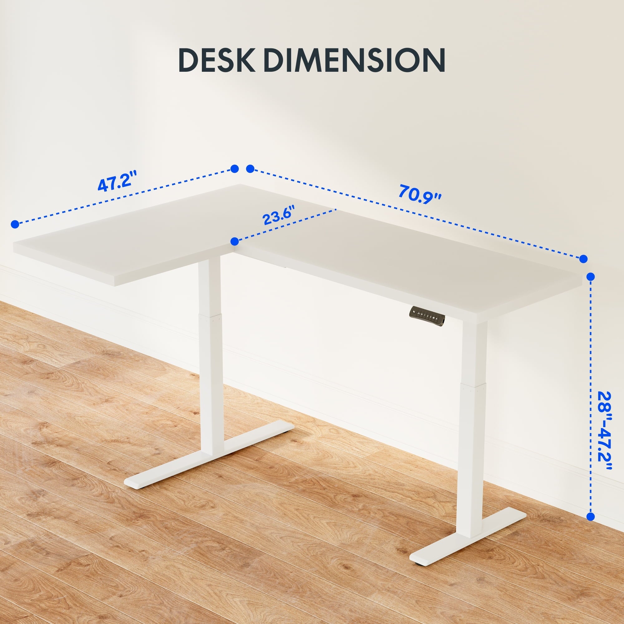 FLEXISPOT  71"x48" L Shaped Height Adjustable Standing Desk Dual Motor Corner Desk White Computer Desk with Splice Board