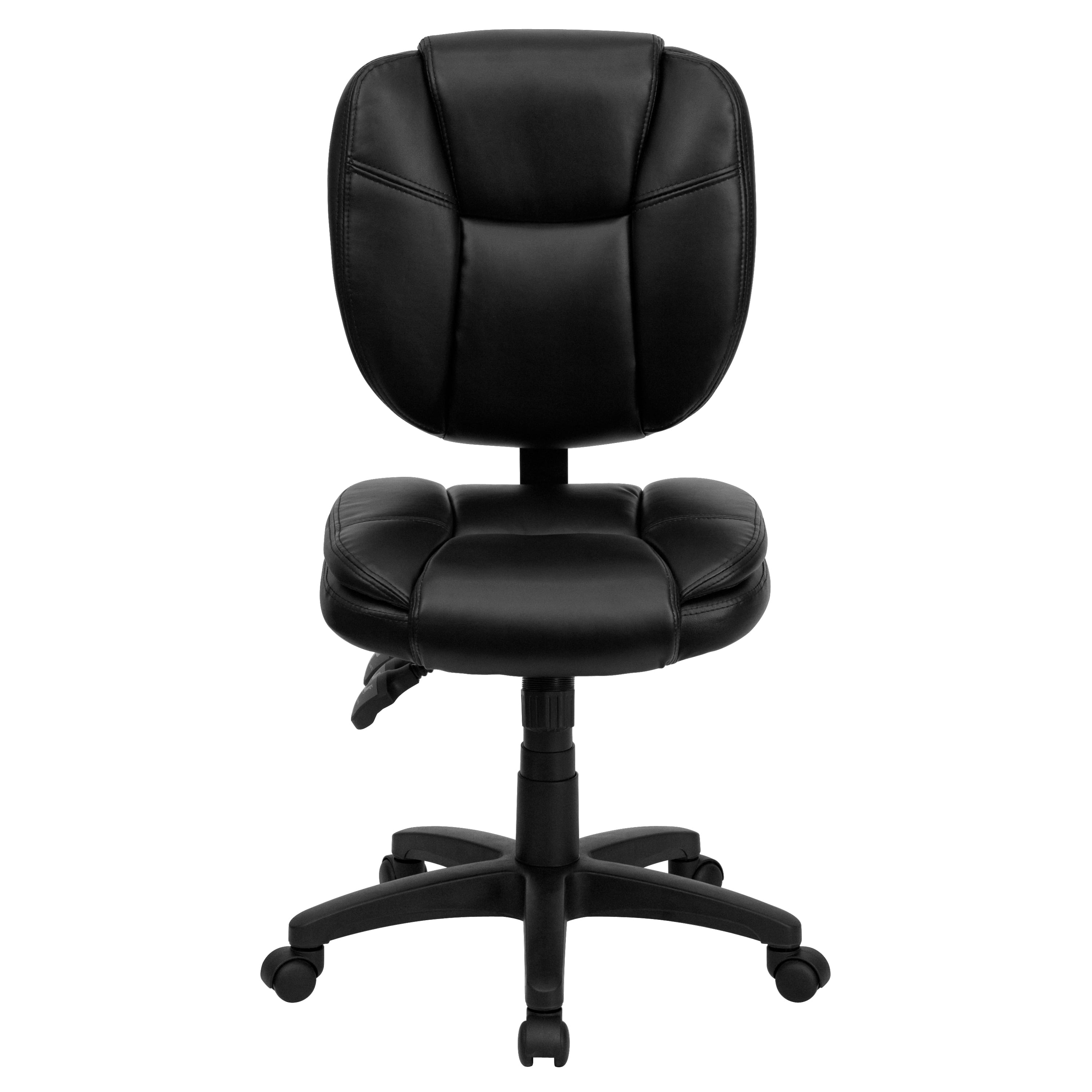 Flash Furniture Mid-Back Black LeatherSoft Multifunction Swivel Ergonomic Task Office Chair with Pillow Top Cushioning