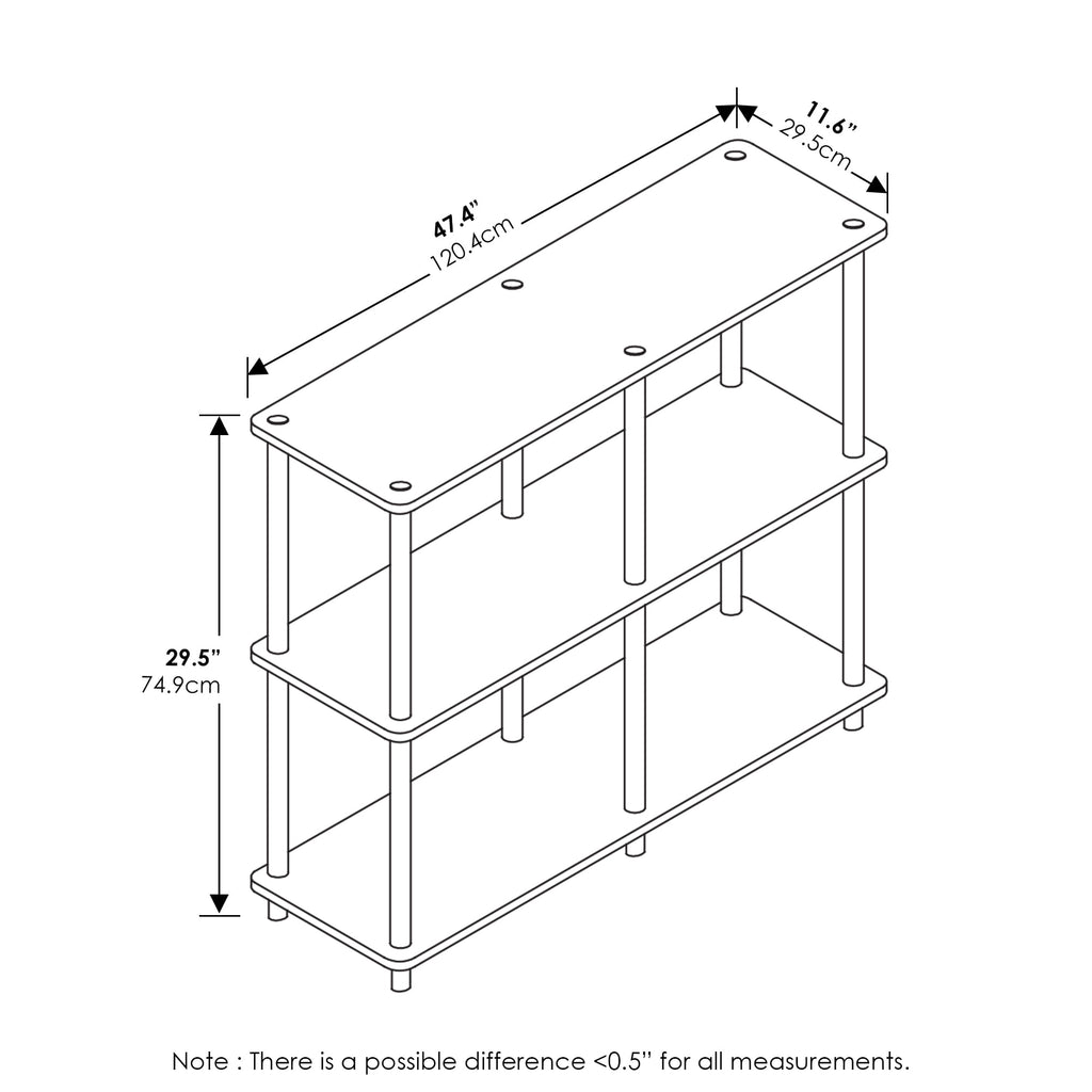 Furinno Turn-N-Tube 3-Tier Storage Display Rack Bookcases, Wood Light Cherry, 11.6" x 47.2" x 29.5"