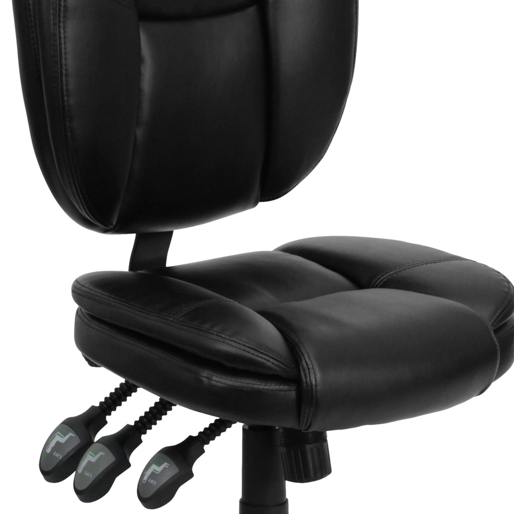 Flash Furniture Mid-Back Black LeatherSoft Multifunction Swivel Ergonomic Task Office Chair with Pillow Top Cushioning