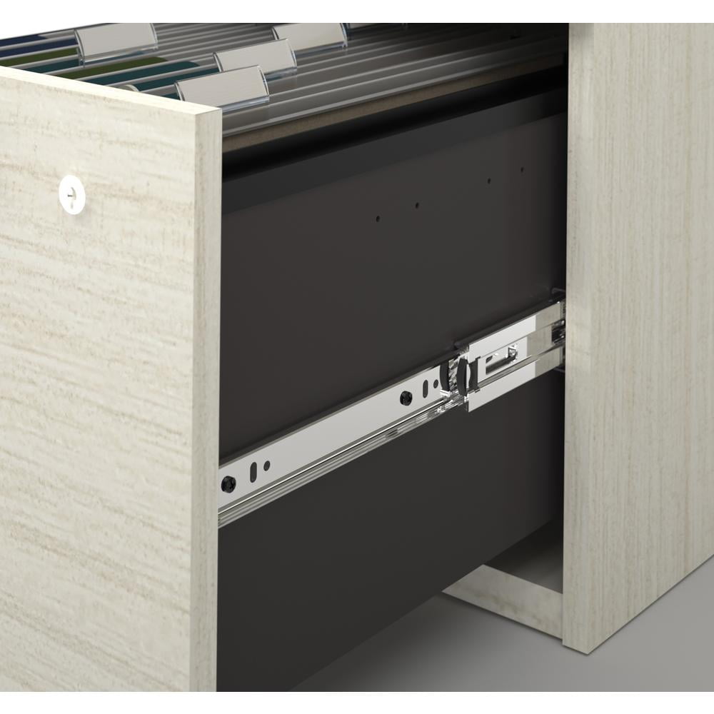 Bestar Logan Modern Wood U Shape Computer Desk with Hutch in White Chocolate