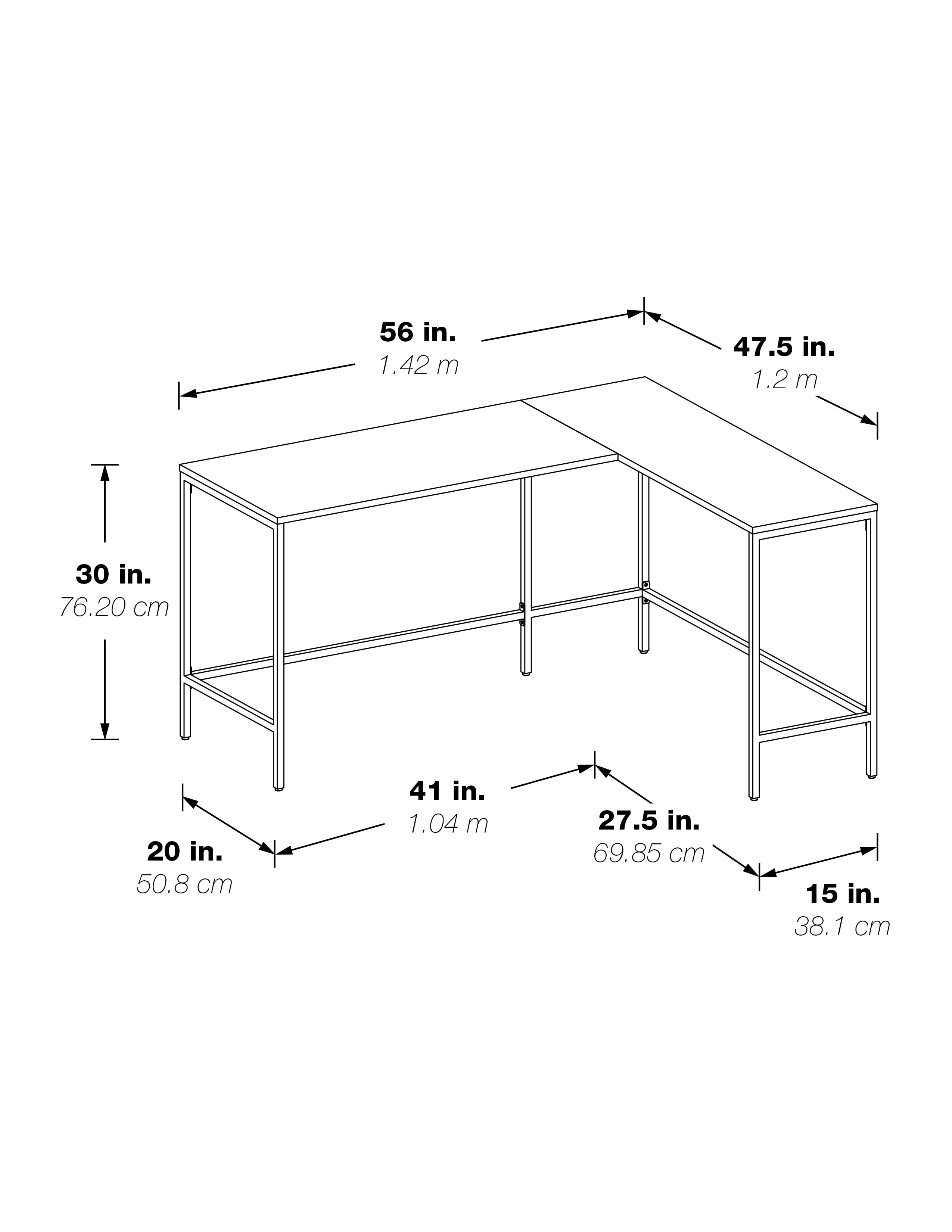 OSP Home Furnishings Contempo L-shaped Desk in White Oak Finish