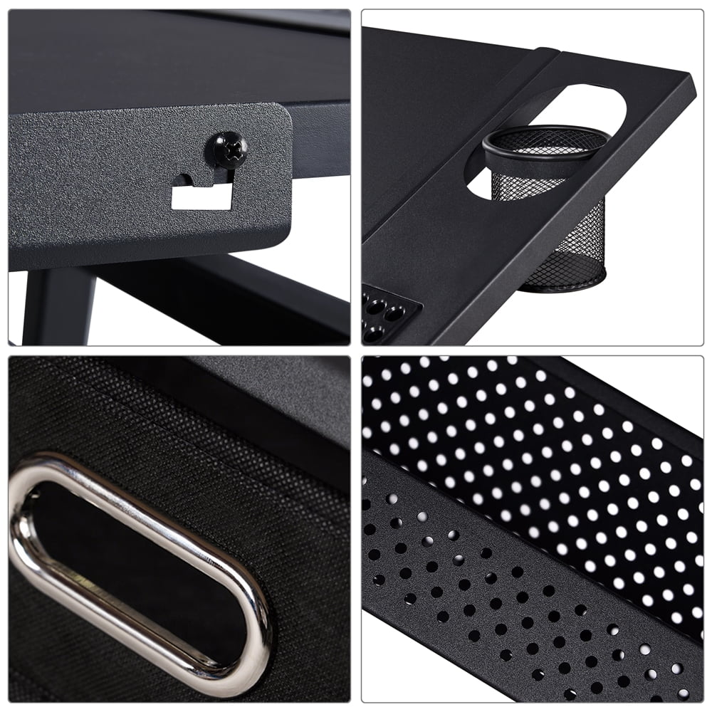 Alden Design Adjustable Drafting Table with Stool, Black