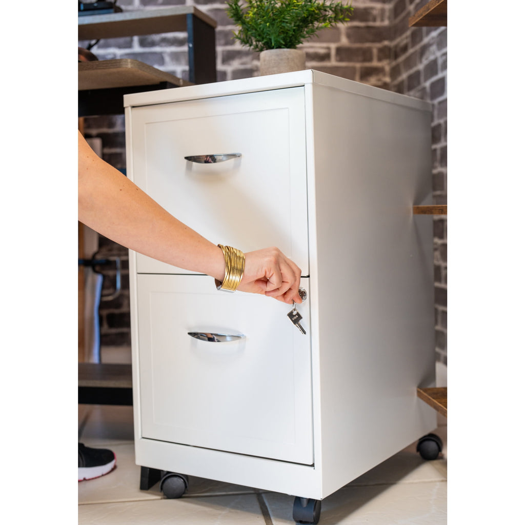Space Solutions 18" Deep 2 Drawer Mobile Letter Width Vertical File Cabinet, White