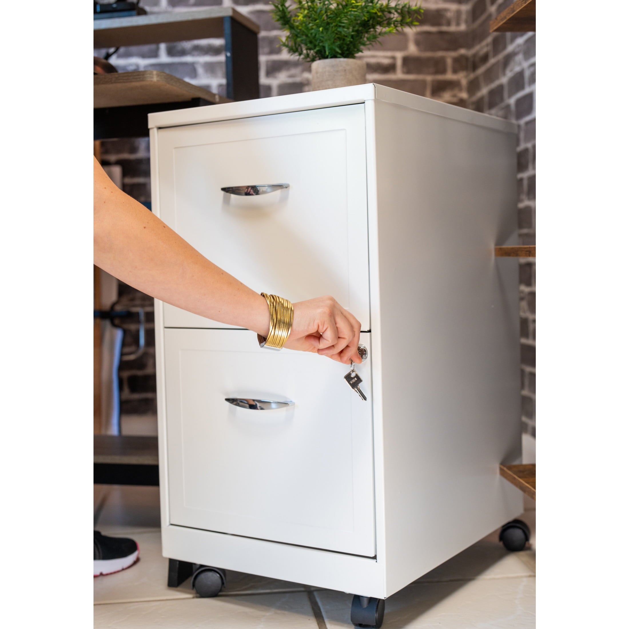 Space Solutions 18" Deep 2 Drawer Mobile Letter Width Vertical File Cabinet, White