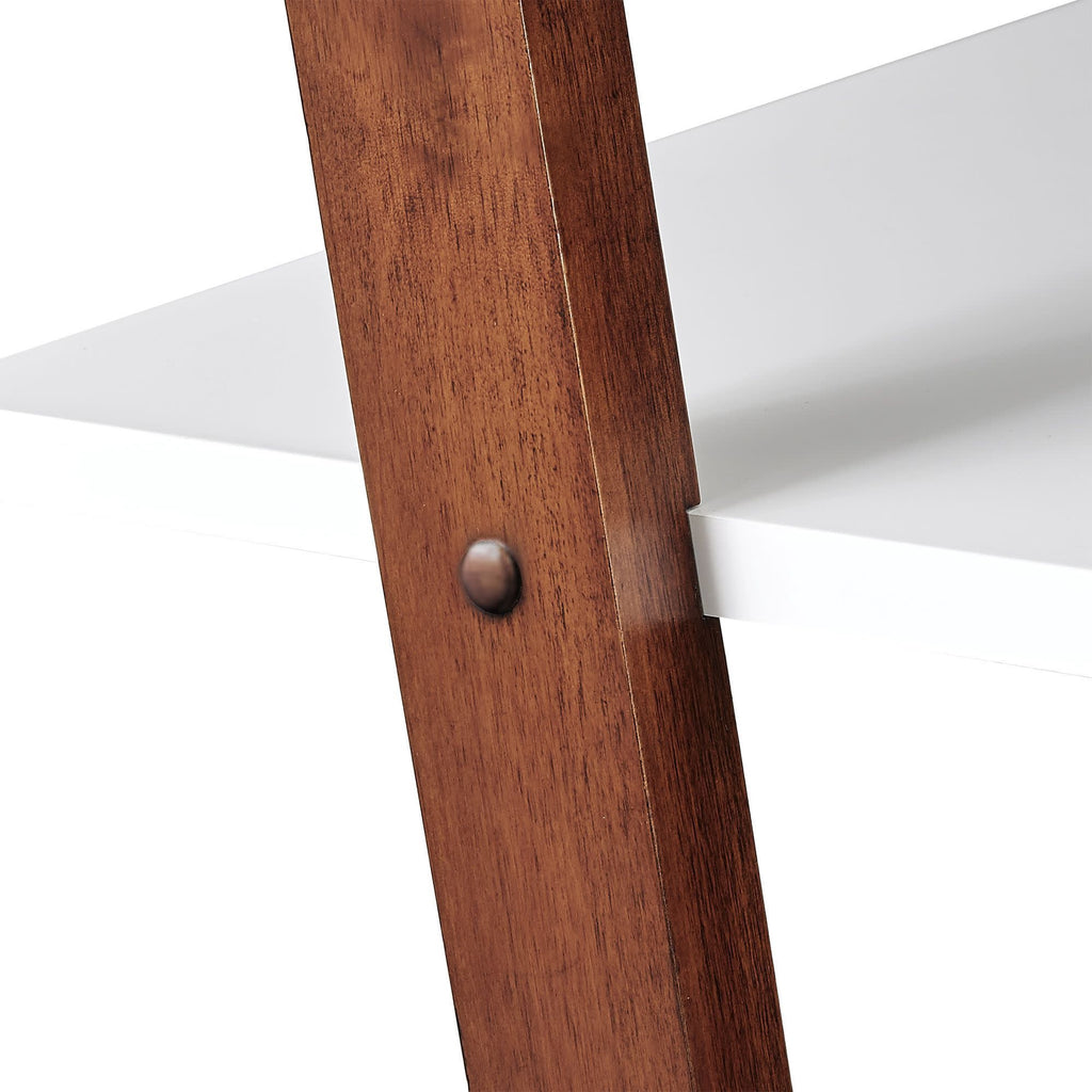 Weston Home Oliver Two-Tone 5-Shelf Leaning Ladder Bookcase, Espresso and White Finish