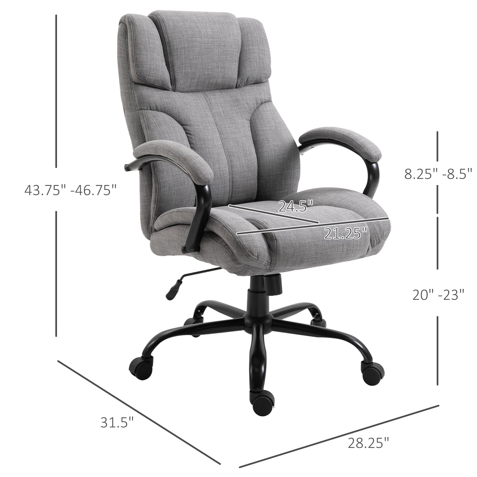 Vinsetto Linen Office Desk Chair, Light Gray