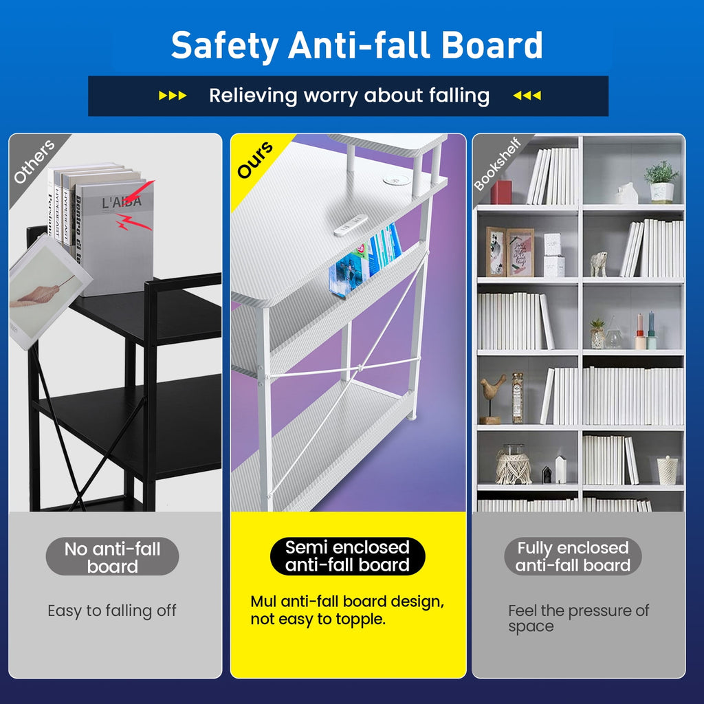 GTRACING Gaming Desk with Drawers, Carbon Fiber Style L Shaped Computer Desk Compatible with Monitor Arm Corner Desk Gaming Table for Home Office Desks, Easy to Assemble Adjustable Shelf Height