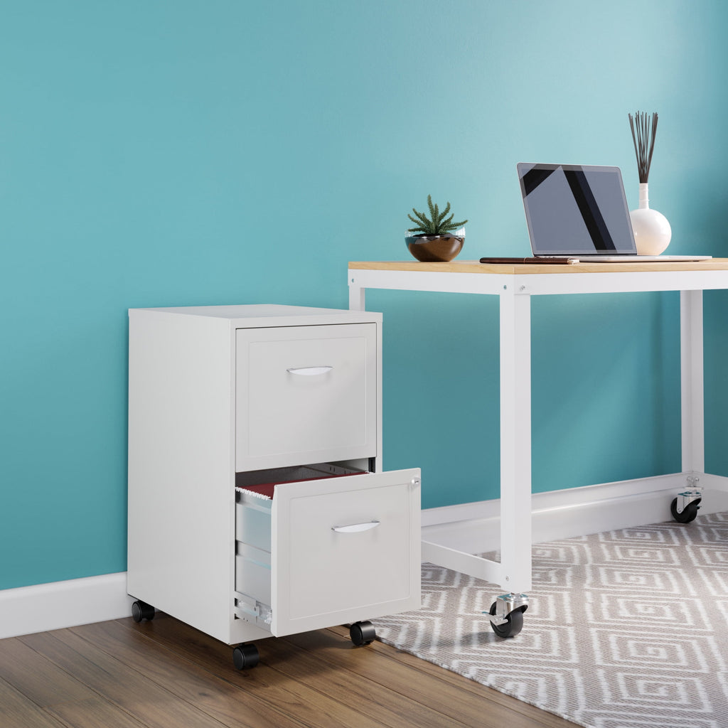 Space Solutions 18" Deep 2 Drawer Mobile Letter Width Vertical File Cabinet, White