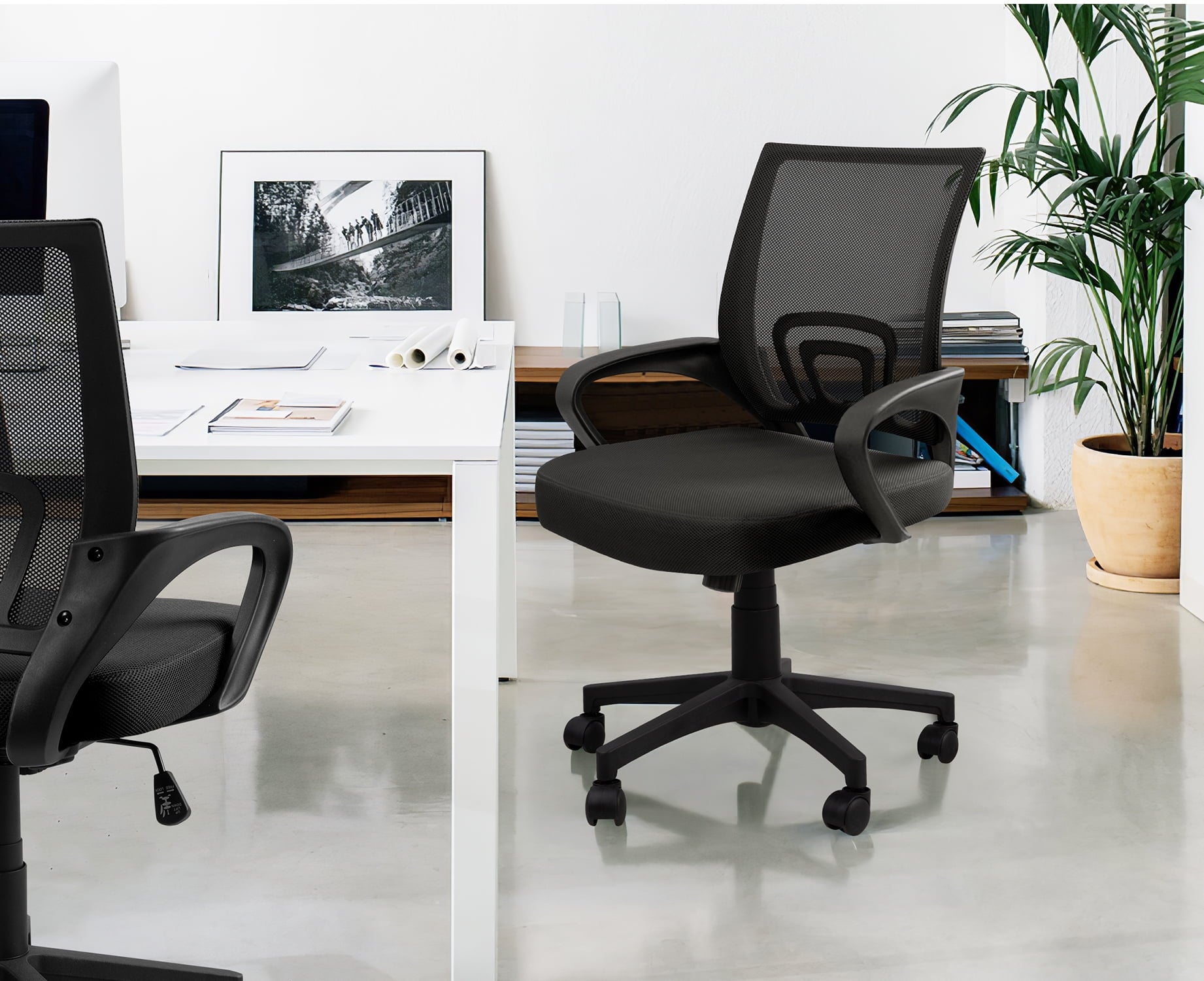 Furmax Mesh Office Chair Manager's Chair with Swivel & Lumbar Support, 250 lb. Capacity, Black