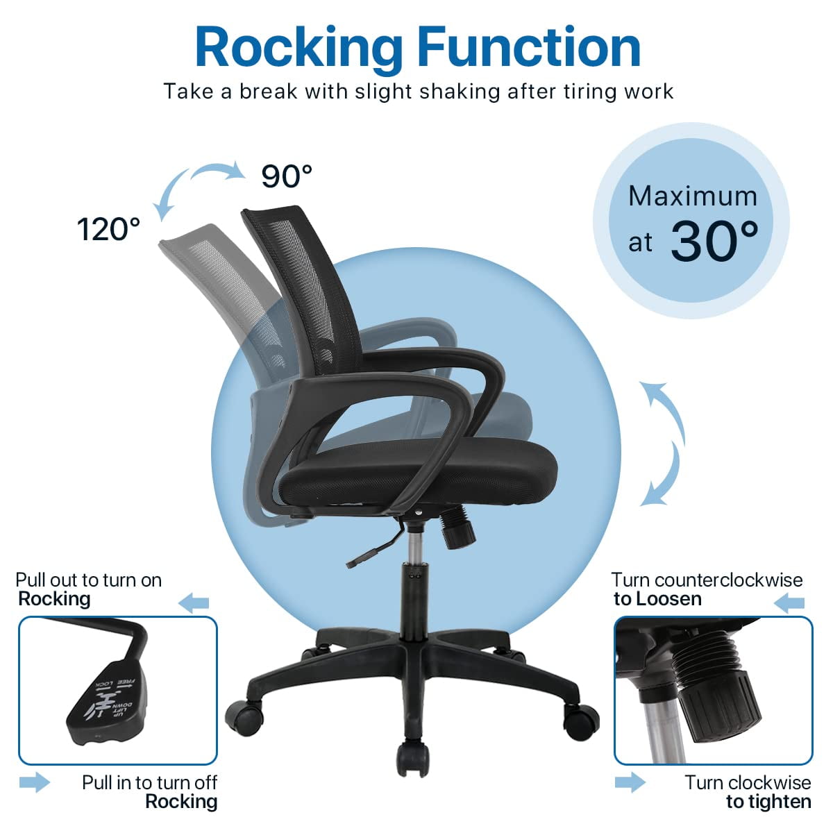 NiamVelo Mesh Office Chair, Mid-Back Home Office Chair Adjustable Ergonomic Desk Chair with Armrest, Rolling Swivel Chair for Adults, Black