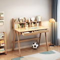 BALANBO Kids Desk with Hutch, Wooden Children Study Desk for Girls Boys, Student Writing Table