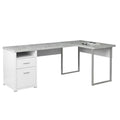 Computer Desk Home Office Corner 80"L L Shape Work Laptop Metal Grey White