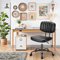 Cute Task Chair, Adjustable Armless Activity Chair with Wheels, Comfy Low Back Swivel Desk Chair, Black