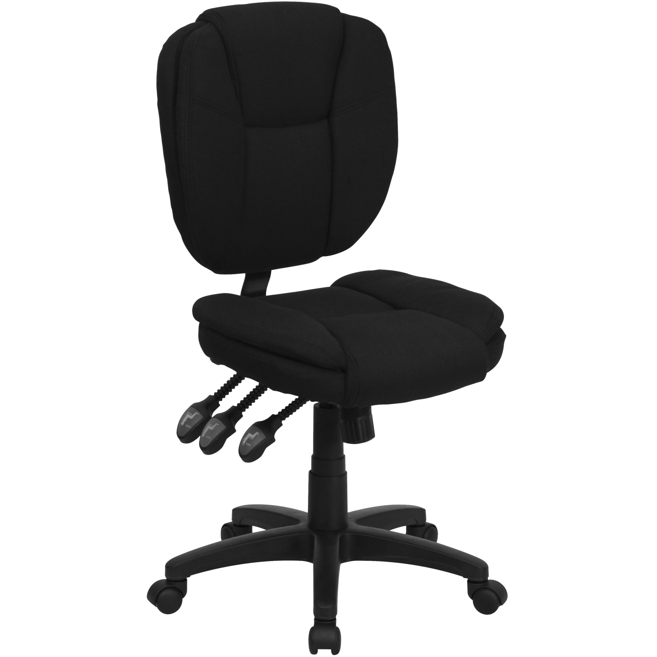 Flash Furniture Mid-Back Black LeatherSoft Multifunction Swivel Ergonomic Task Office Chair with Pillow Top Cushioning