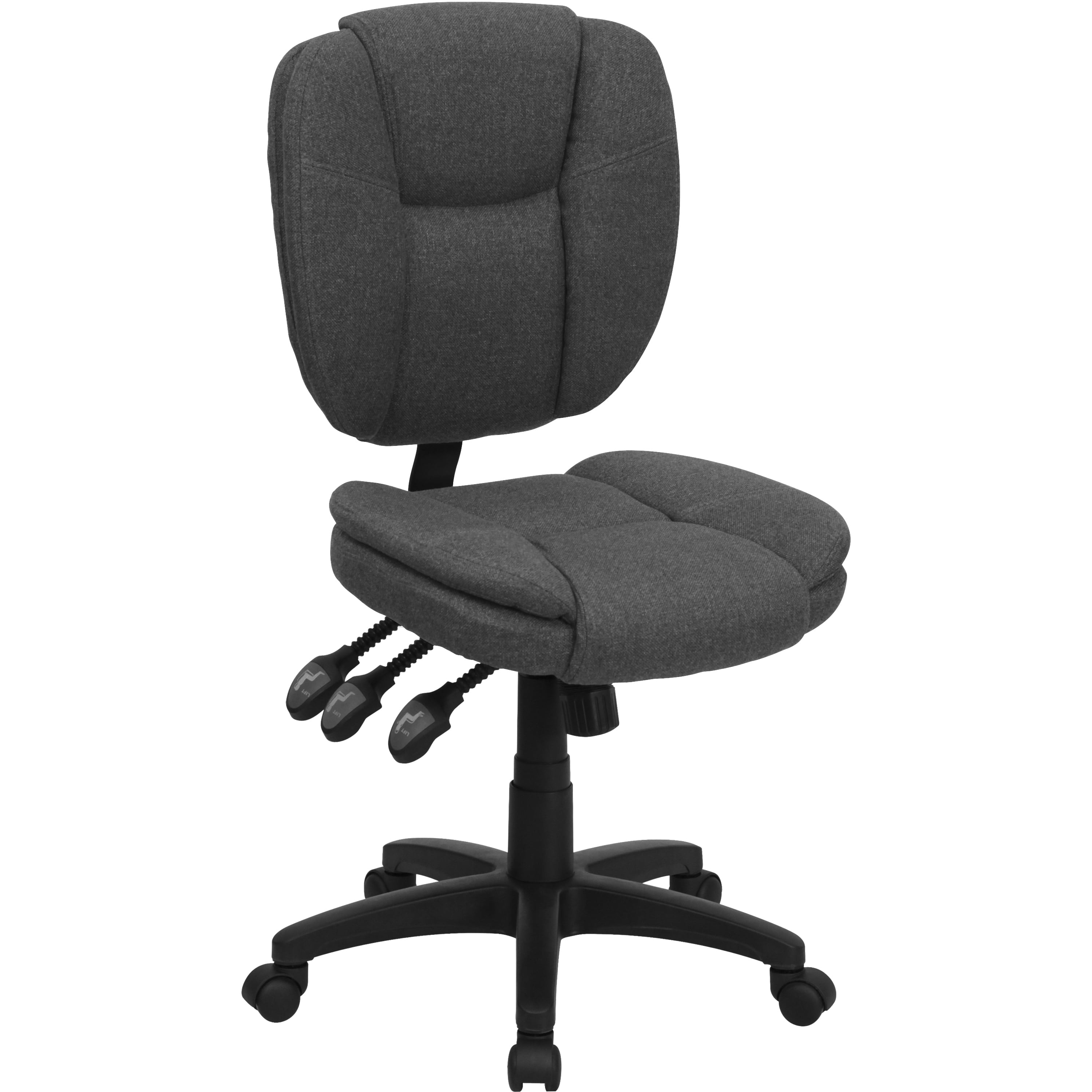 Flash Furniture Mid-Back Black LeatherSoft Multifunction Swivel Ergonomic Task Office Chair with Pillow Top Cushioning