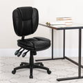Flash Furniture Mid-Back Black LeatherSoft Multifunction Swivel Ergonomic Task Office Chair with Pillow Top Cushioning