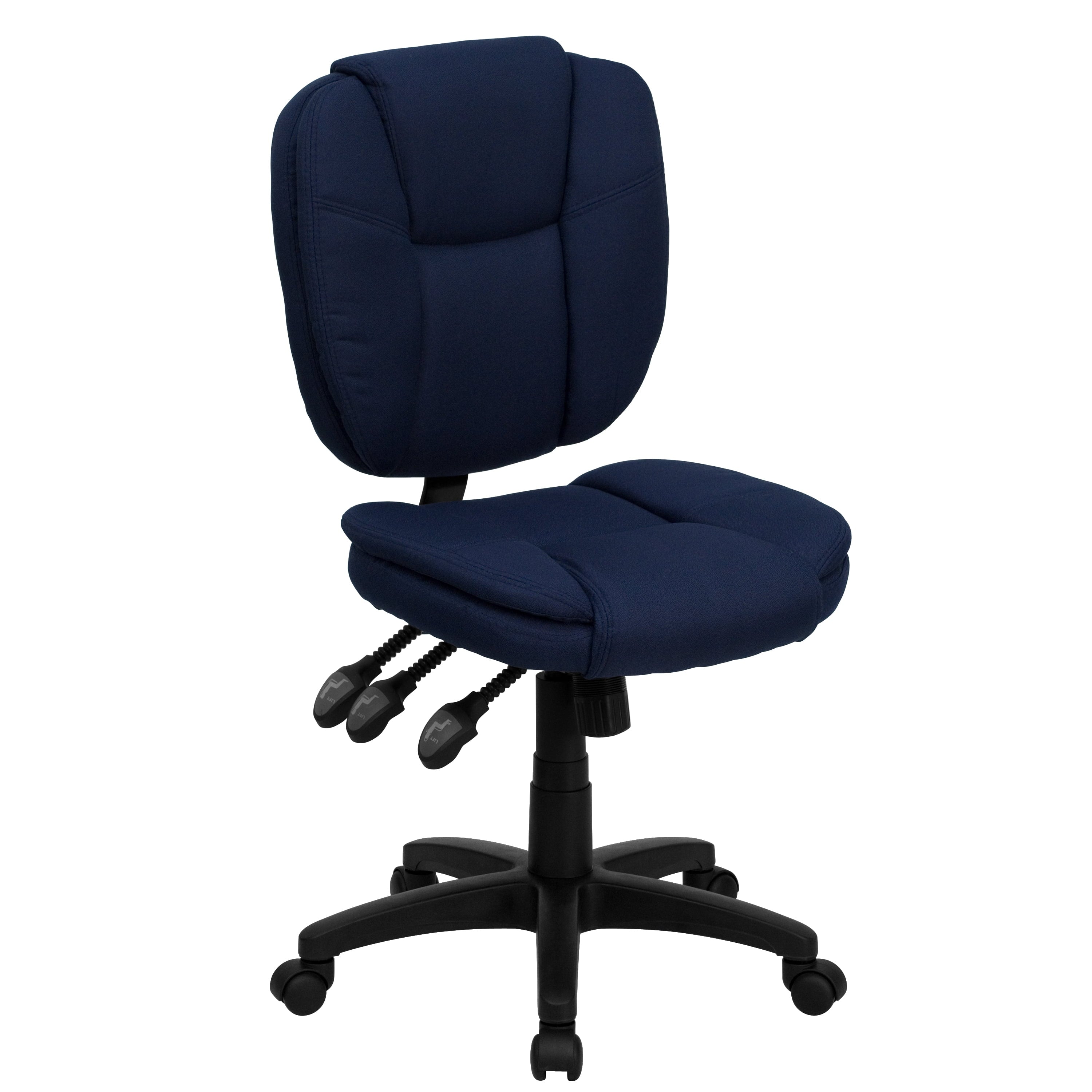 Flash Furniture Mid-Back Black LeatherSoft Multifunction Swivel Ergonomic Task Office Chair with Pillow Top Cushioning