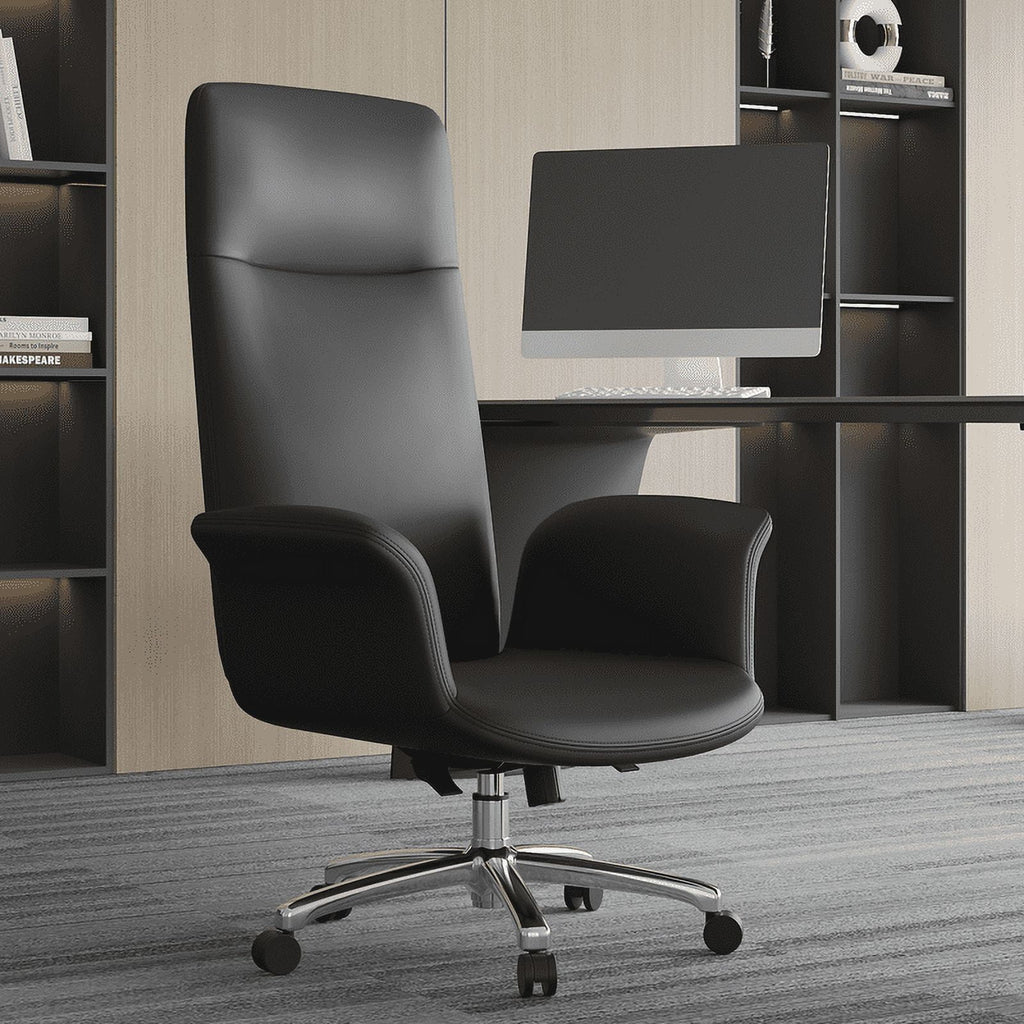 NIUTN Home Office Chair Ergonomic High Back Design Executive Computer Desk Chair, Supports up to 350 Pounds, Bonded Leather,Height Adjustable Task Chair for Executive, Office, Living Room,Black