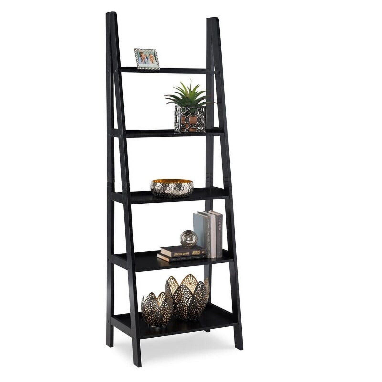 Linon Freya 5-tier Ladder Bookshelf Black