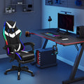 Lorelo 360 Degree Rotation Gaming Chair, Adjustable Height Computer Chair with Two Bluetooth-compatible Speakers, Multiple RGB LED Light Modes Game Chair with Retractable Footrest