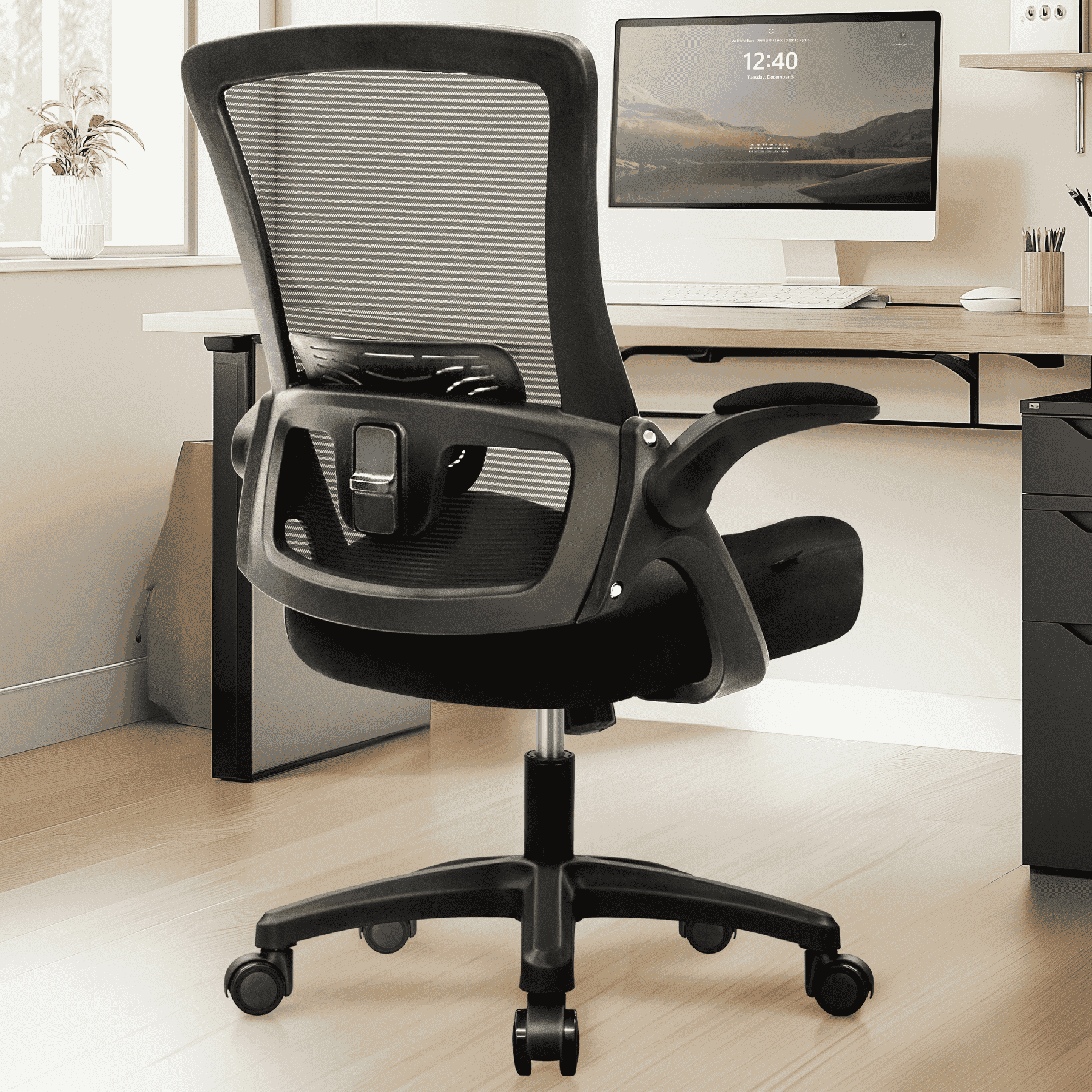 NEO CHAIR Ergonomic Office Chair, Adjustable High Back Mesh Desk Chair with Flip-up Arms, Black