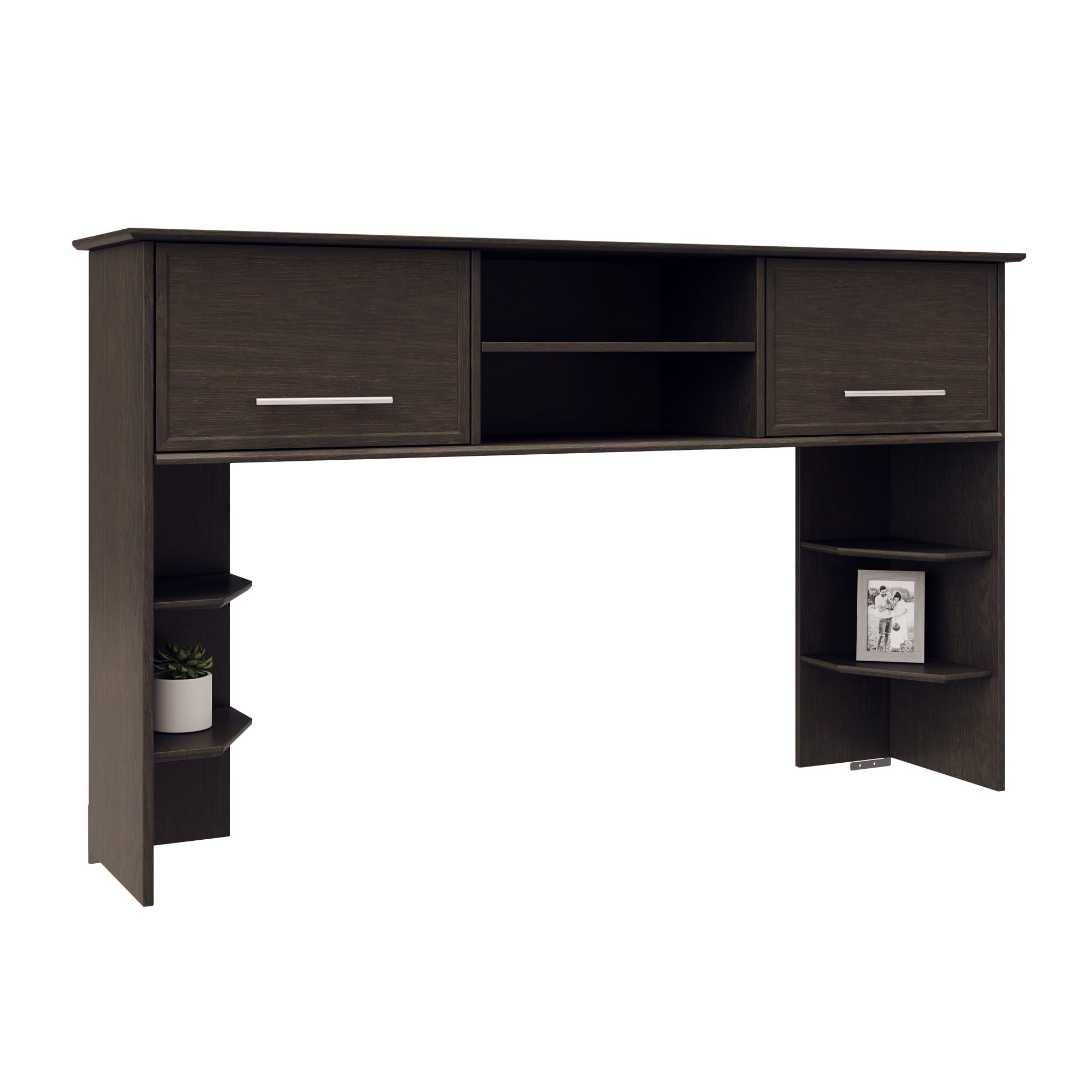 Realspace® Koru 60"W Hutch For Koru L-Shaped Or Straight Computer Desks, Espresso Oak