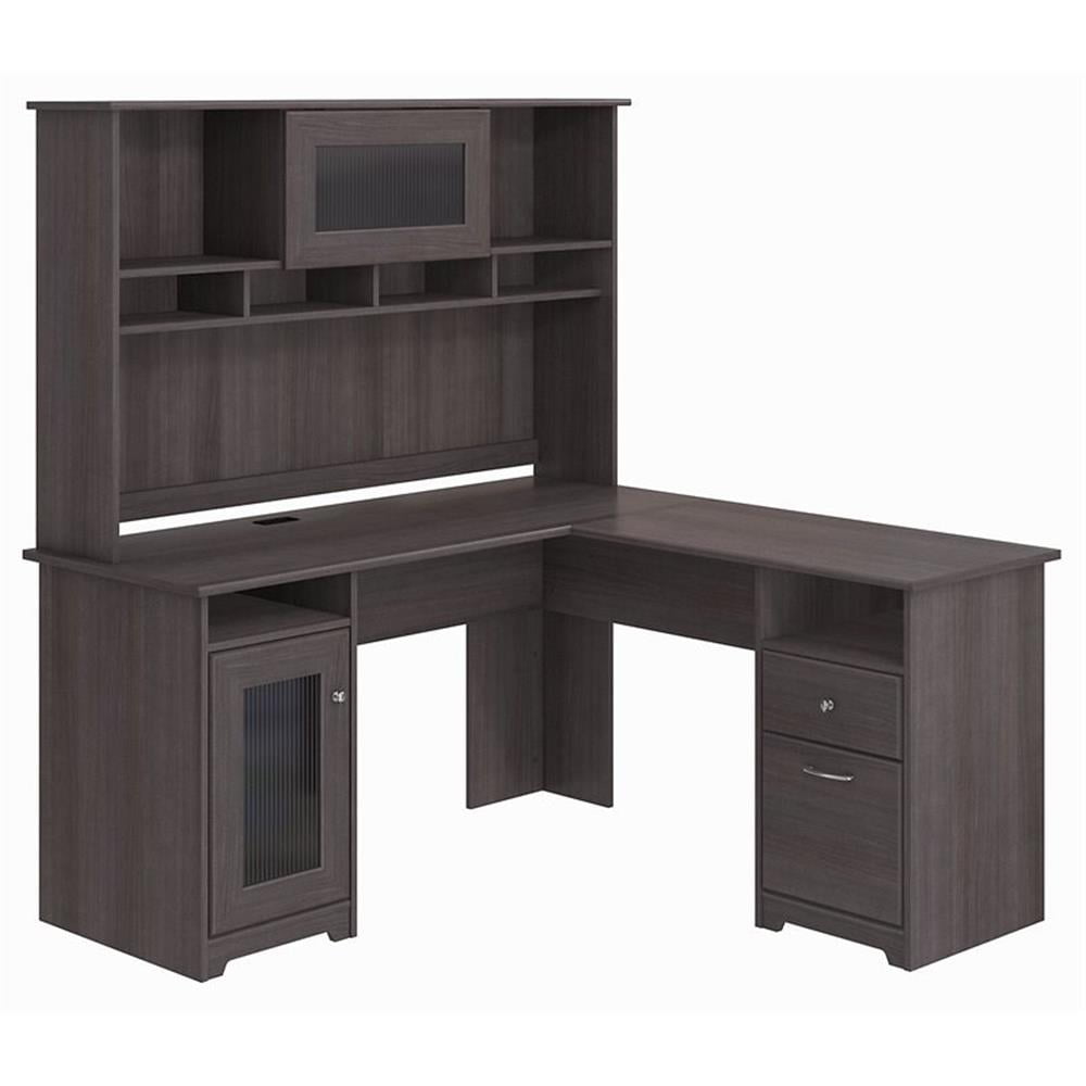 UrbanPro Modern L Shaped Desk with Hutch in Heather Gray