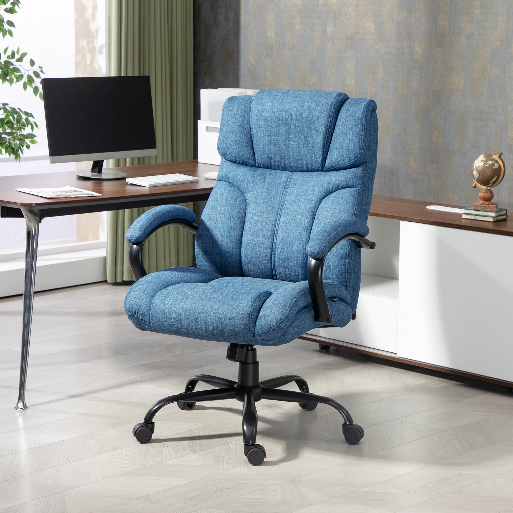 Vinsetto Linen Office Desk Chair, Light Gray