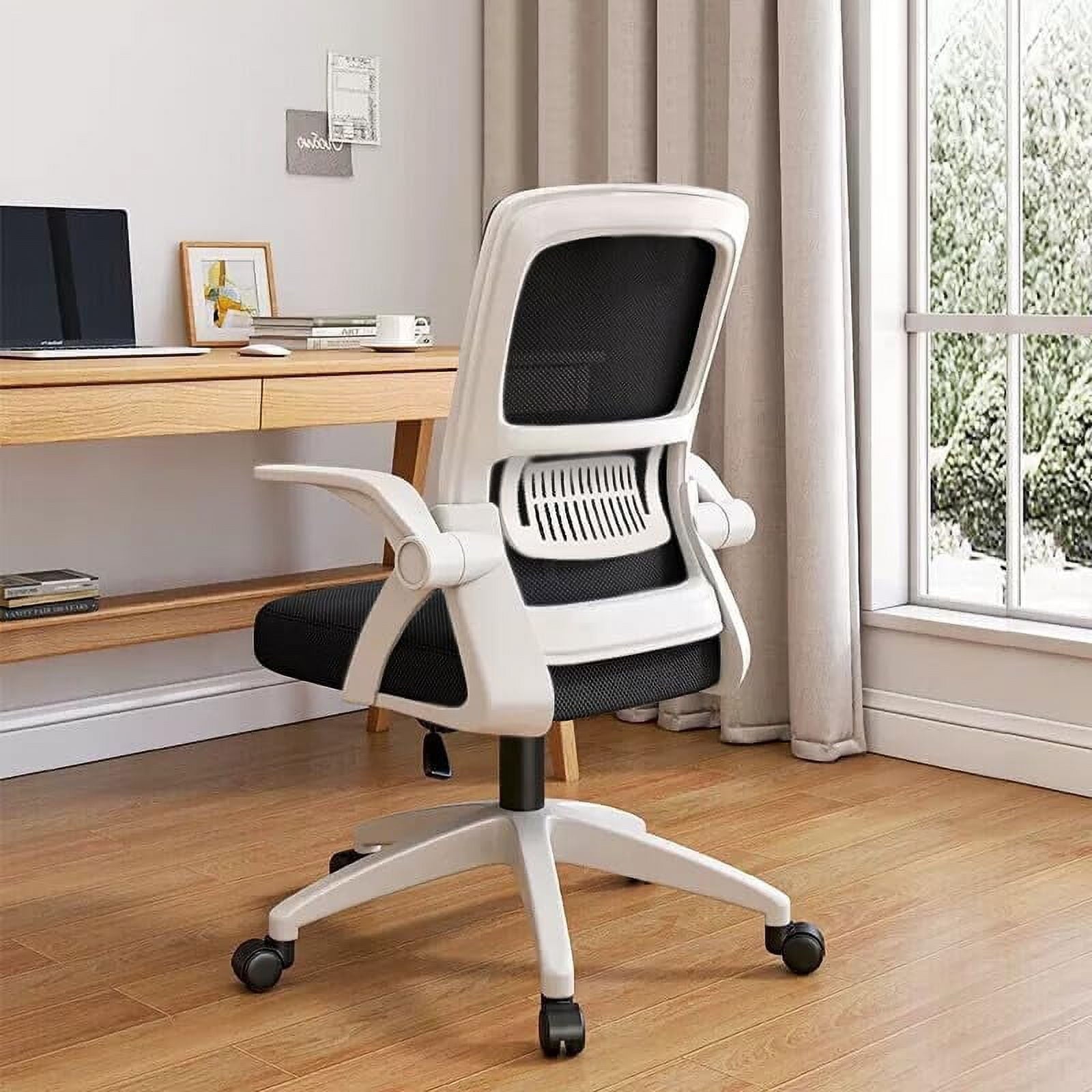 WXJHL Home Office Chair Ergonomic Desk Chair Breathable Mesh Chair High Back Desk Chair with Adjustable Height,Swivel Chair with Flip-Up Arms and Lumbar Support（Black）