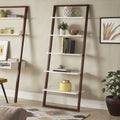 Weston Home Oliver Two-Tone 5-Shelf Leaning Ladder Bookcase, Espresso and White Finish