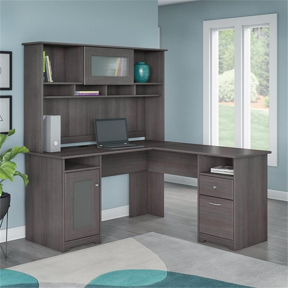 UrbanPro Modern L Shaped Desk with Hutch in Heather Gray